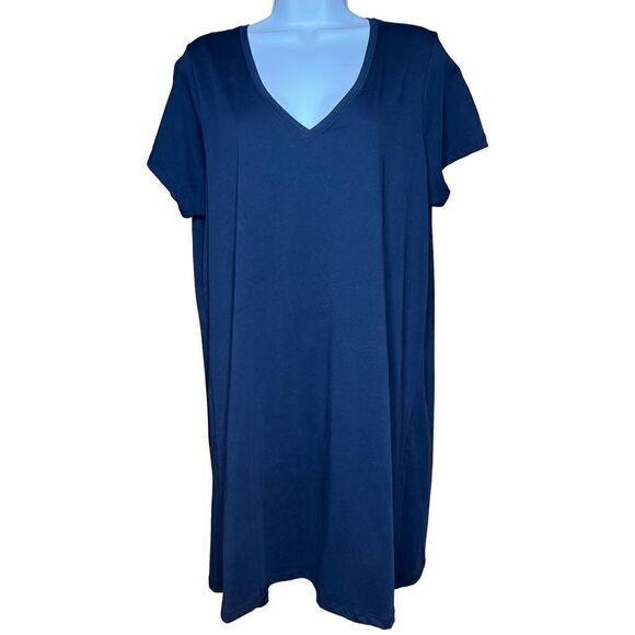 ATM Black V Neck Short Sleeve T Shirt Dress NWT Size XL - Picture 3 of 10